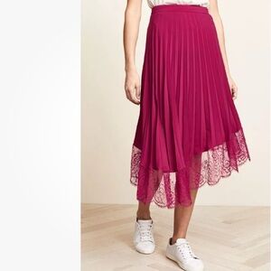 A.L.C. Asymmetric Pleated Skirt with Lace in Pink SZ 8